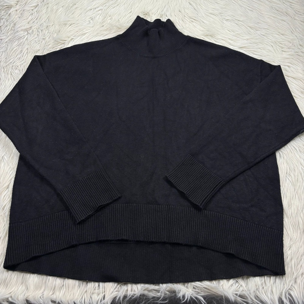 Oak + Fort‎ Women's L Black Turtleneck Relaxed Sweater Minimalist Preppy Cozy